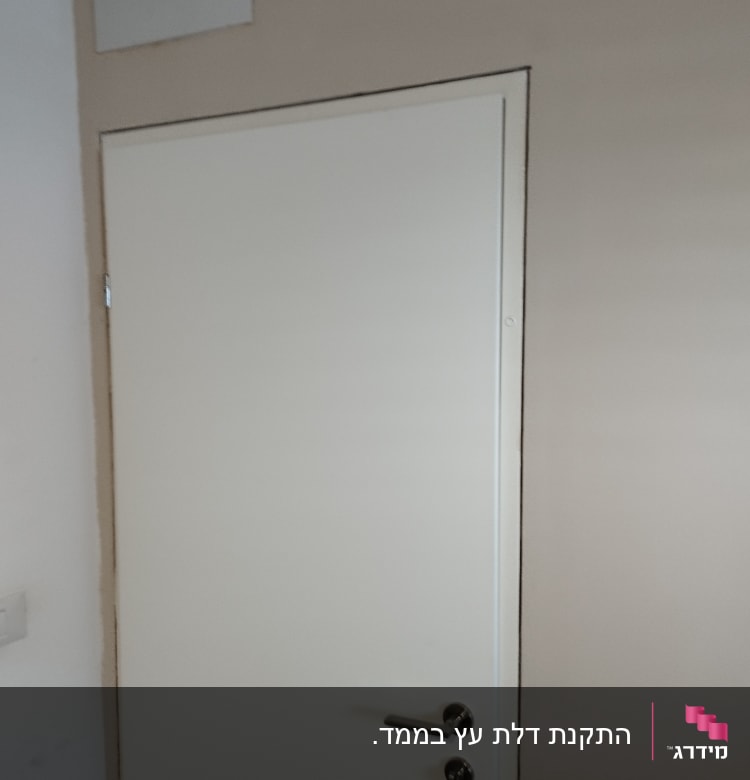 דלת לבנה עם ידית מתכת כסופה